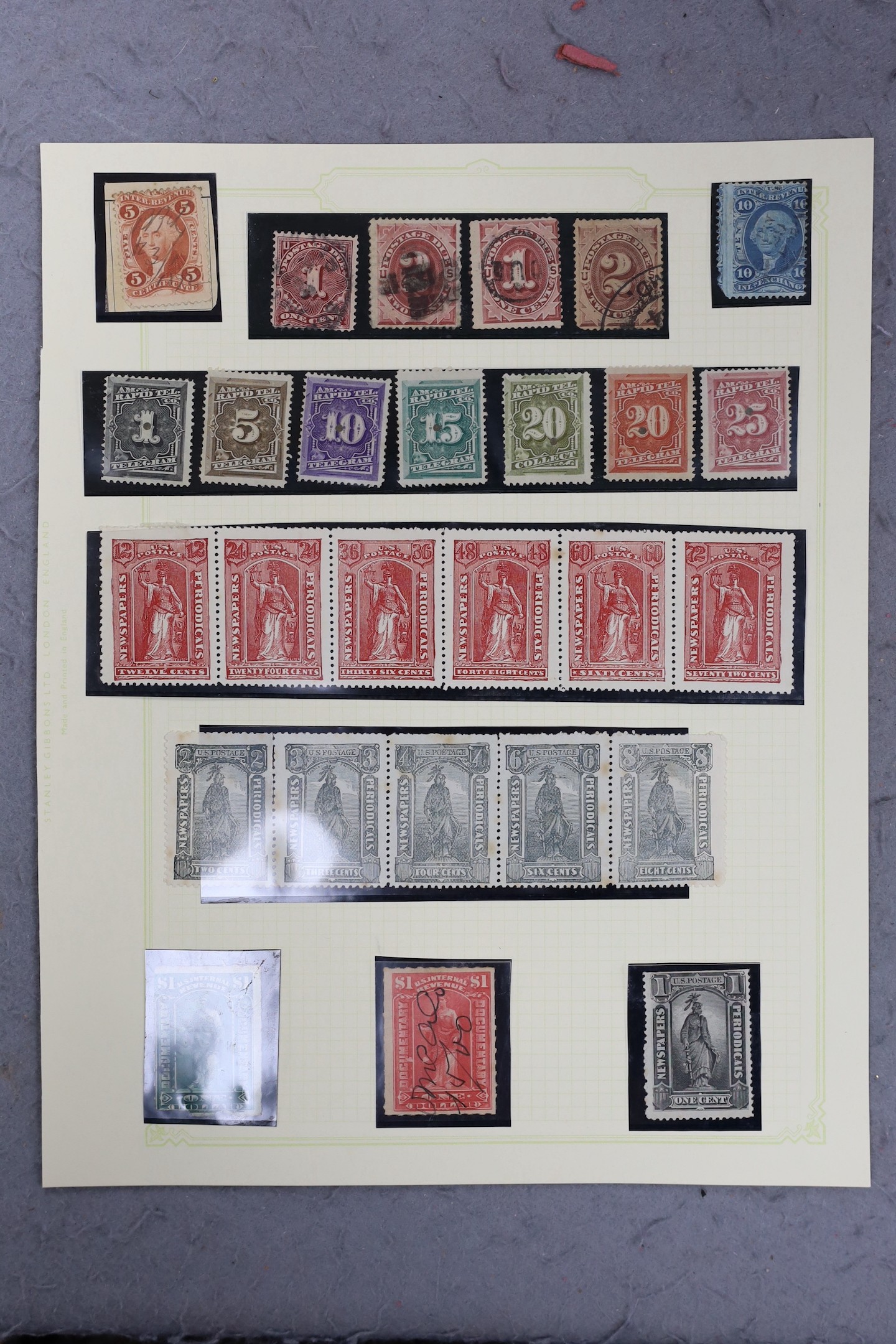 A collection of early American stamps